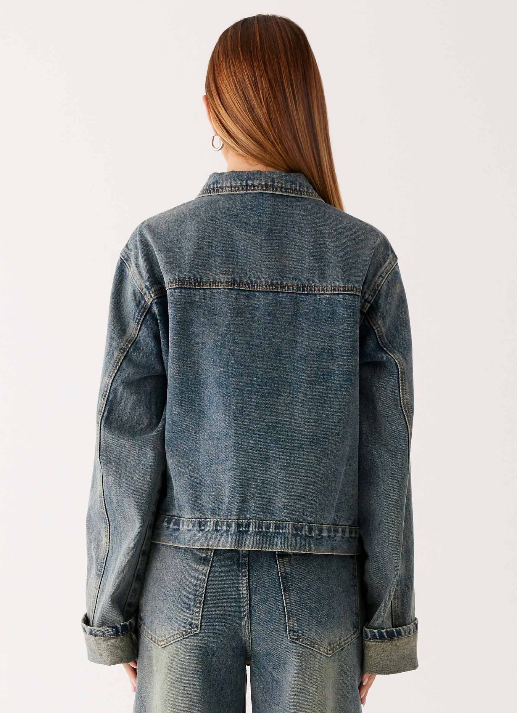 Back Again Oversized Denim Jacket - Dirty Wash